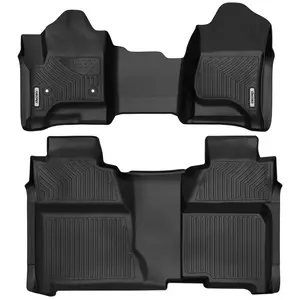 YITAMOTOR Floor Mats Fit for 2014-2018 Chevy Silverado/GMC Sierra 1500 Crew Cab & 2015-2019 Chevy Silverado/GMC Sierra 2500HD 3500HD Crew Cab, with 1st Row Bench Seat,Includes 1st and 2nd Row: Full Set