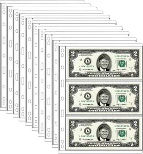 Currency Sleeves Binder PVC and Acid Free 3-Pocket Page Dollar Bill Banknote Holders Protector Sleeves Collectors