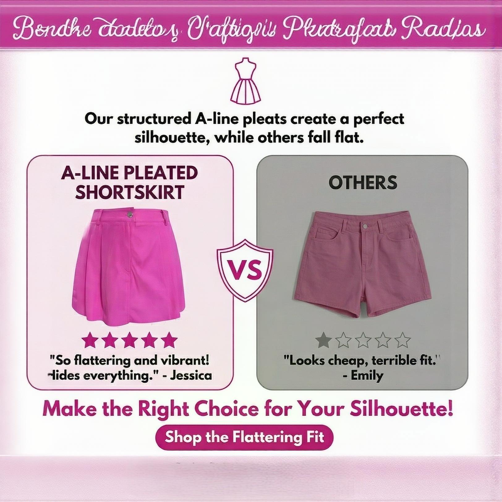 Women’s Hot Pink High Waist Pleated Skort Mini Skirt Shorts Preppy A Line Y2K Tennis Inspired Tailored Casual Going Out Bottom Flowy Short Skirt with Safety Shorts for Vacation Party Date Night Summer Streetwear Weekend Brunch and Daily Wear