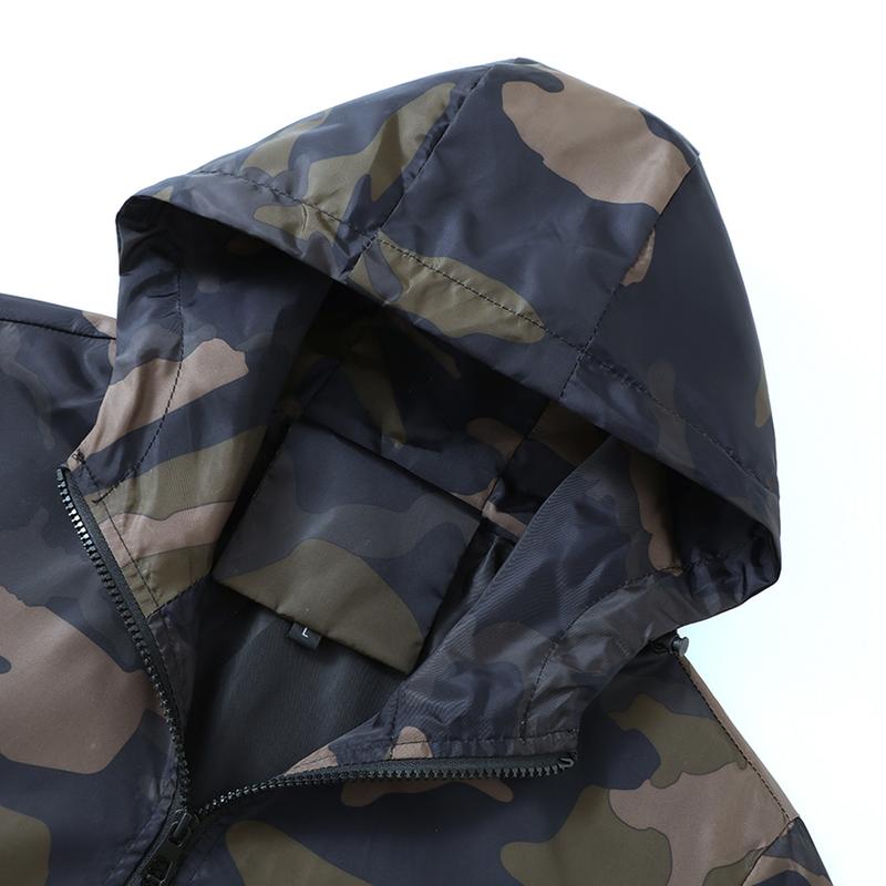 Men's clothing loose lightweight casual jacket, hiking fishing shell hooded outdoor coat, mountain climbing jacket, men's camouflage hooded casual sports jacket - men's gift recommendation