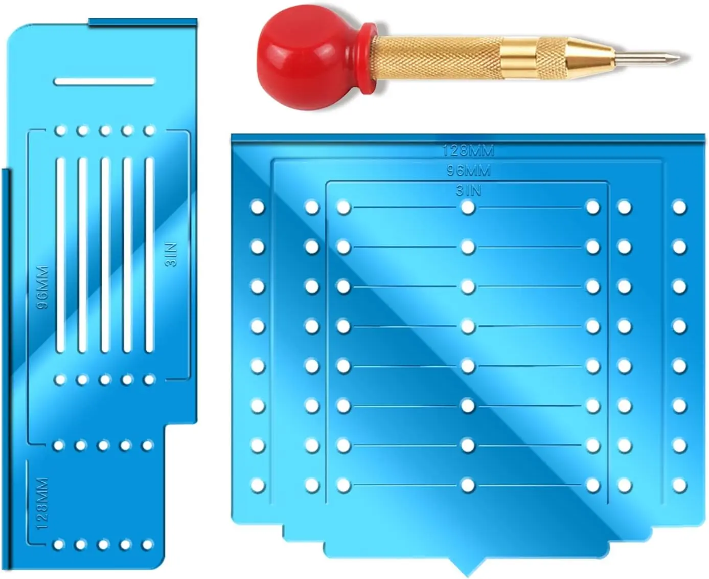 Cabinet Hardware Template & Center Punch Kit for Handles, Knobs, Pulls – Perfect Installation Tool for Drawers and Doors
