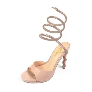 JORDIE-5 PEEP TOE TUBULAR SPIRAL STRAP W/ HIGH HEEL