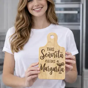 This Señorita Needs a Margarita Bamboo Cutting Board 13x7 Perfect for Kitchen Decor and Gift Ideas