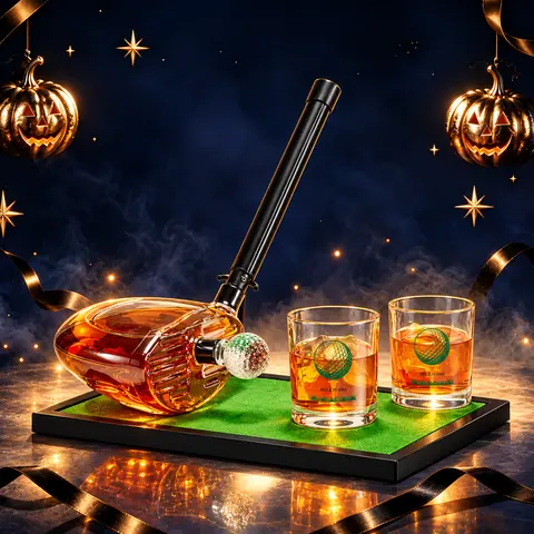 Kollea Golf Club Whiskey Bottle – Golf Ball Glasses, Decanter Set with Luxury Gift Box,Halloween&Christmas Gift,Sports Fan Gifts, Golf Gifts For Men Dad, Cool Gift for Men Classic Utensils Printed Shaped Stopper Dispenser homedecor, home essentials giftid