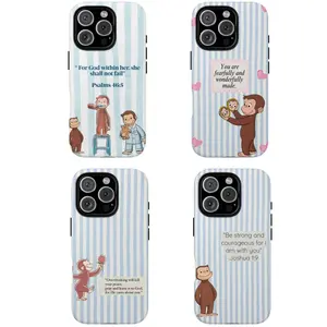 Bible Verse Monkey Phone Case – Inspirational Christian Protective Cover, Curious Georgee Phone Cover, Gift,phone Case Suitable for Iphone 11/12/13/14/15/16/17 Pro Promax Plus Air and Samsung S22/S23/S24/S25 Plus Ultra Fe