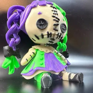 Creepy-Cute Braided Patchwork Doll – Articulated 3D Print Decoration Spooky Gifts Halloween Lightweight Ornaments