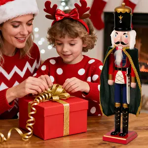 Handcrafted Wooden Nutcracker Soldier  Classic Christmas Ornament for Festive Home & Office Desktop Decor, A Memorable Holiday Gift