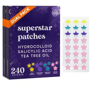 LivaClean 480 CT (2 PK of 240) Superstar Pimple Patches Hydrocolloid w/Salicylic Acid & Tea Tree, Star Acne Patches for Face, Star Face Hero Mighty Acne Patches for Face, Blemish & Spot Cover Skincare Zit Daily Gentle