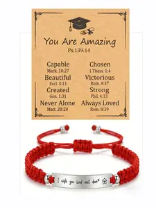 Inspirational Graduation Season Engraved Knot Bracelets | Red Cord Braided Bracelets with Engraved Charms | Bible-themed Greeting Cards | For Graduates and Souvenir Lovers | Graduation Gifts / Campus Souvenirs / Everyday Accessories