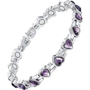 Magnetic Bracelets for Women, Titanium Steel Magnetic Bracelet with Neodymium Magnets & Sparkling Crystals, Jewelry Gifts