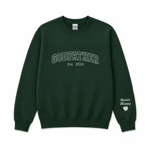 Custom Embroidered Godmother Sweatshirt, Godfather Hoodie with Godchild Name on Sleeve, Personalized Gift for Godmother Proposal, Baptism Gift, Gift for Mothers Day