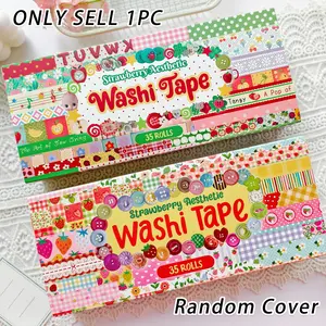 35 Rolls Aesthetic Washi Tape, Strawberry Series Decorative Tape, Ideal for Scrapbooks, Planners, DIY Crafts, Gift Wrapping, Scrapbooking