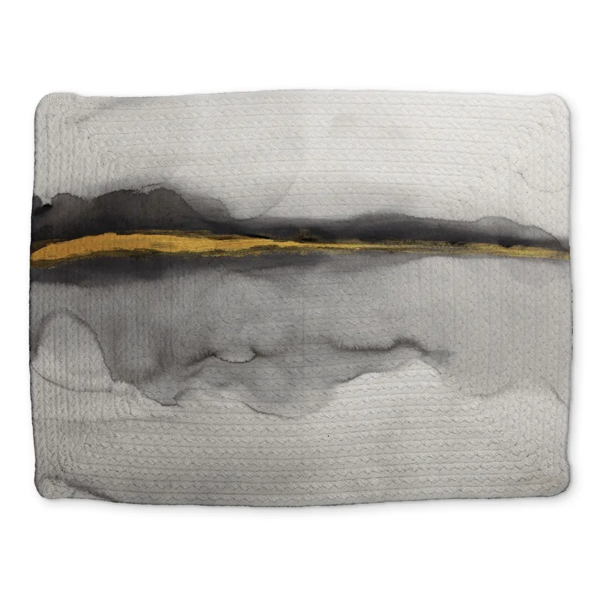 360 Stand Stylish Abstract Art Gold Stripe White Braided Placemat, 14x18 in. - Kitchen Tableware Home Decor Accessory (CBPM1418RGDHW6), Coasters Home Decor, Family Meal, Glam, Stripes, Enhances Dining Decor