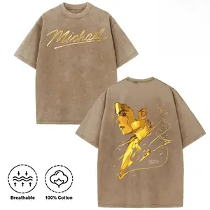 Washed T-shirt, 100% cotton, double-sided printed design Michael Jackson King of Pop 100% cotton T-shirt, Michael jackson v4 shirt, Michael Jackson Retro Graphic T-Shirt, King of Pop Vintage Tee