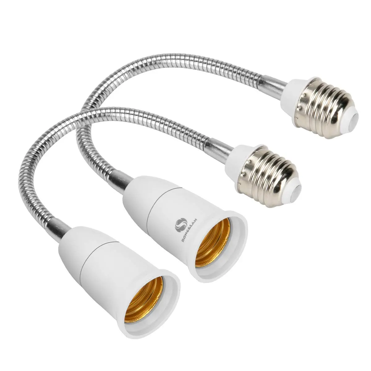 E27 Flexible Light Bulb Lamp Socket Adapter Extender/Adjustable Edison Bulb Socket Extension for Home Light Fixtures/LED Grow Light Socket Stand etc (11.8inch,2-Pack)