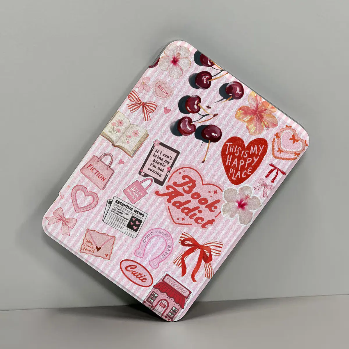 Fansen Cute Pink PU Leather Kindle Case Accessories - Slim Cover with Holder, Soft Back, Auto Wake/Sleep for 6in, 6.8in, 7in Devices: Paperwhite 11th/12th Gen, Kindle 2022/2024, Ideal Gift for Girls