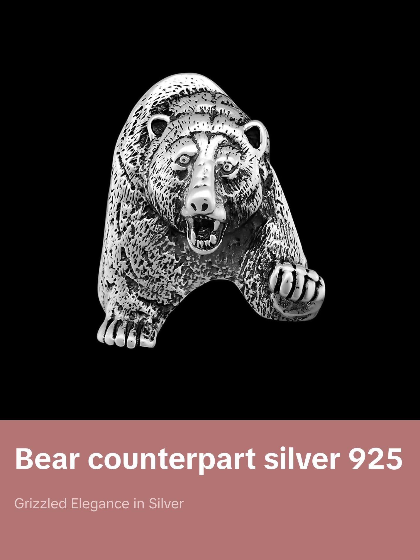 925 Sterling Silver Bear Pendant, Grizzly bear Jewelry, Mountain Man Pendant, Bear Pendant