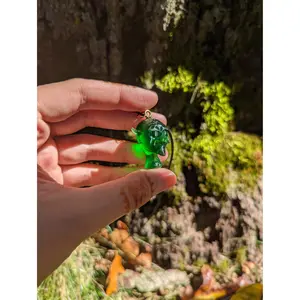 Resin Crystal Goblin Necklace Spooky Necklace Goblin Jewelry Green Resin Jewelry Unusual Earrings Halloween Unique Gifts for Her Fantasy
