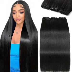 CHICHIFLOW Human Hair Bundles Straight Bundles Human Hair 16-26 Inch Bundles Hair No Tangle No Shedding Double Weft 3 Unprocessed Straight Bundles Human Hair Extensions Natural Color