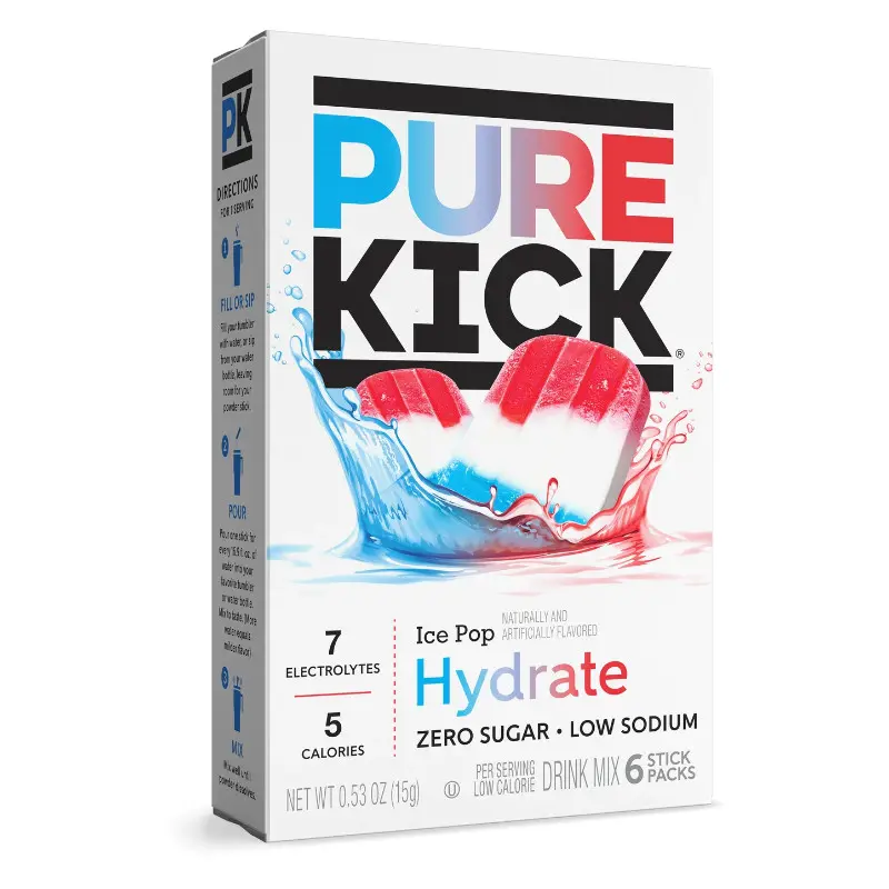 6x Pure Kick Hyrdate Ice Pop Drink Mix Nectar Thirst Quencher Beverage Juice 6ct
