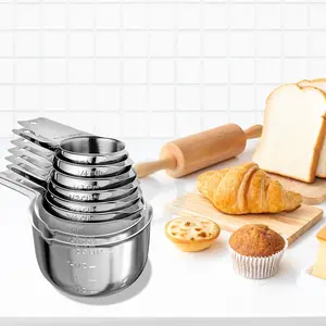 7-Piece Stainless Steel Measuring Cups Set for Kitchen Cooking & Baking, Food Grade Kitchen Accessories, Durable and Precise Measurements