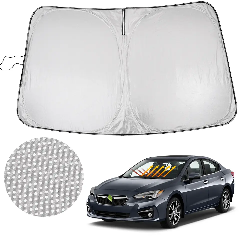 Custom Fit Windshield Sun Shade For 2017-2023 Subaru Impreza WRX Sedan Hatchback STI, 240T Reflective Fabric, Silver Black Foldable Design, Efficient UV Rays Protector, Heat Insulation Car Accessories