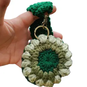 Green and White Crochet Ear Bud Case Accessory