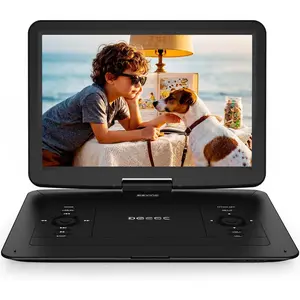 17.5" Portable DVD Player for  &  - 15.6"  Swivel Screen, 6-Hour , Plays DVDs/CDs/USB/SD, Sync to TV, High Volume Speaker, Region-Free, Includes  Charger, Black
