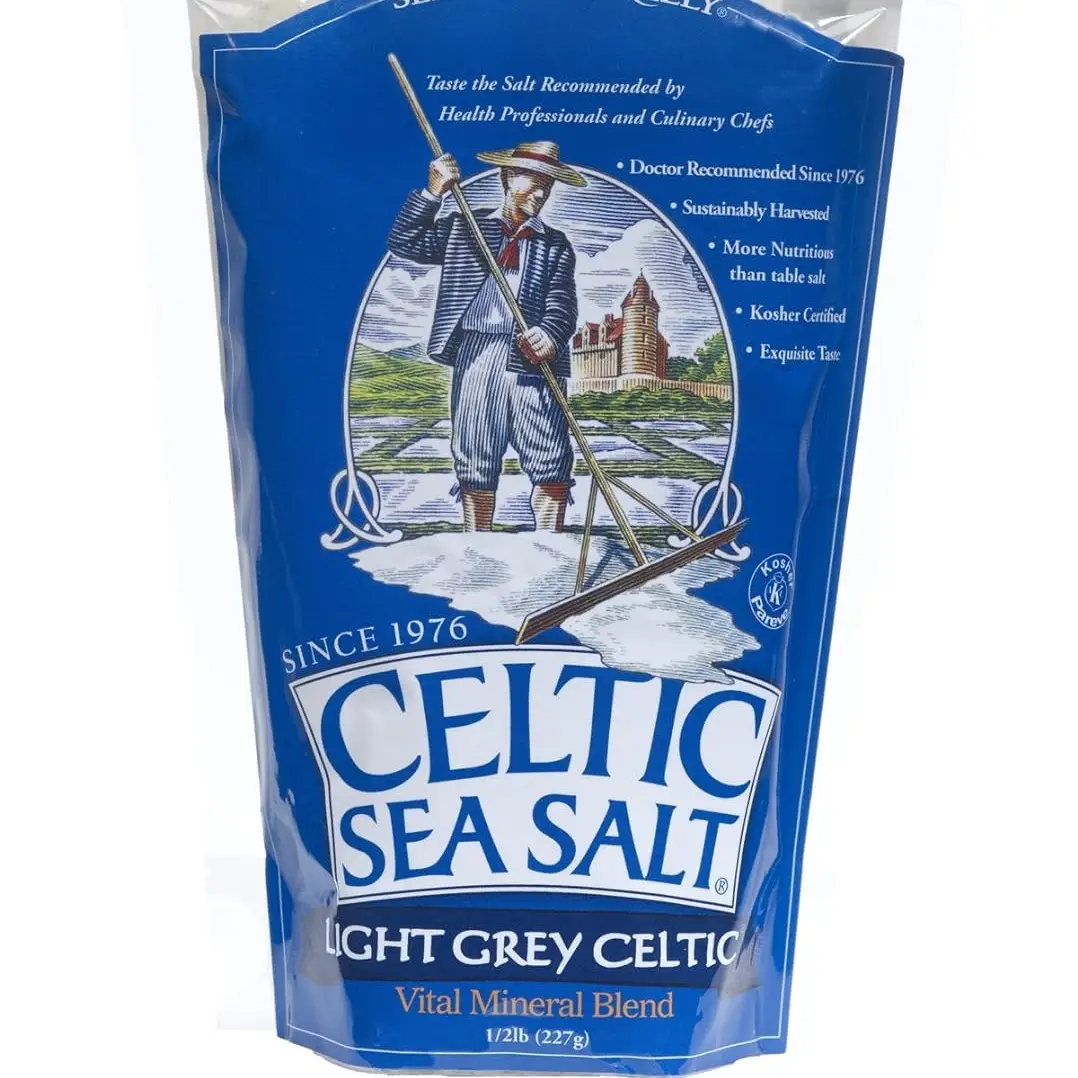 Celtic Sea Light Grey Pouch 8 oz -Natural flavor Himalayan benefits salt Fine Ground Celtic Sea Salt Celtic Sea Salt