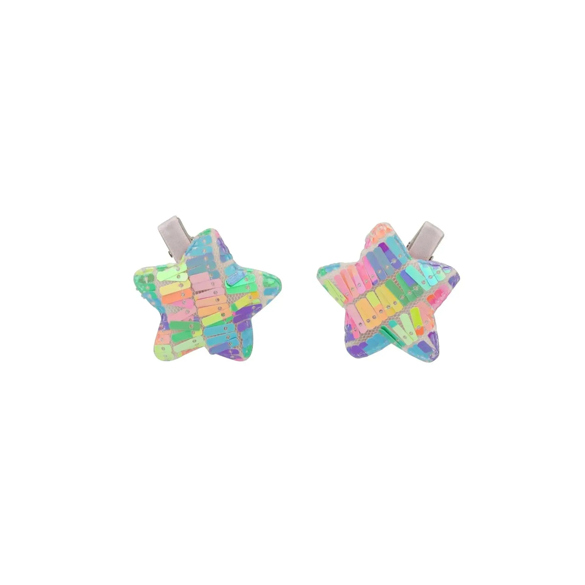 Rainbow Sequin Star Hair Clips - Set of 2