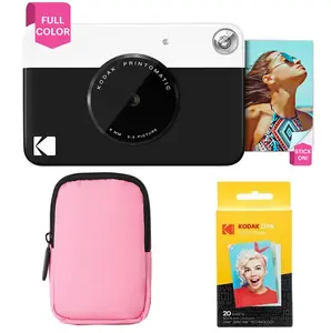 Kodak Printomatic Camera Bundle For Instant Color Photos - Includes Case & Zink Paper - 2x3 Sticky-Back Prints - Great Gift Idea