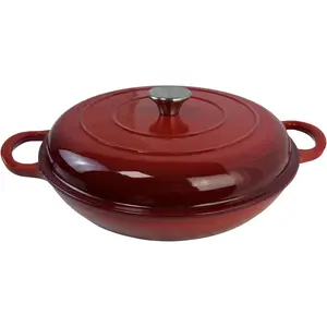 3.5 Quarts Enameled Cast Iron Braiser, Non-Stick Casserole Skillet with Lid, Heavy Duty Dual Handles Pan for Oven, Stove, Grill, Cooking and Baking