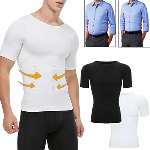 Menswear Shapewear Body Shaper Compression Undershirts Lightweight Breathable Comfortable Workout Tank Tops Stretch Vest Fitness Shirt Elastic Fabric Natural Plain Dress Formal