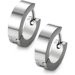 MILACOLATO 1 Pairs Stainless Steel Black Unique Small Hoop Earrings for Men Huggie Earrings Daily