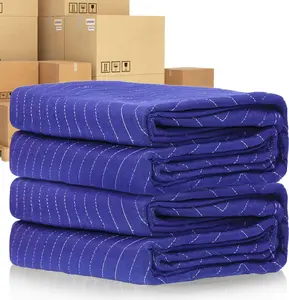 2 count Moving Blankets, 40 x 72 inches Heavy Duty Packing Blankets for Protecting Furniture Professional Quilted Shipping Furniture Pads, Padded Mover Blankets (Blue)