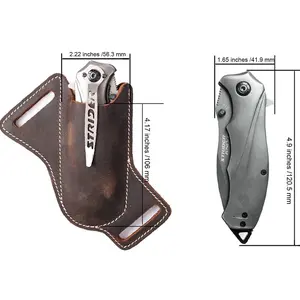 Cross-Border Cowhide EDC Folding Knife Sheath Waist Hanging Tactical Tool Set Suitable for 5-Inch Folding Knife Waist Bag Portable Hand Tools Survival Tools