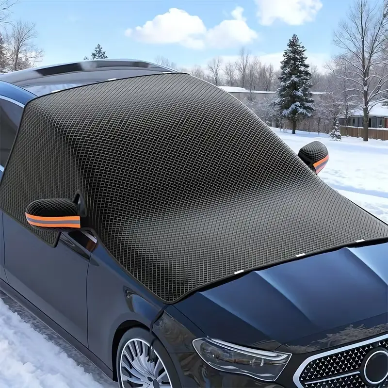 Universal Car Windshield Snow Cover, Winter Snow Protection, Quick Snow Removal, Rearview Mirror Reflective Strip, Magnetic Oxford Cloth