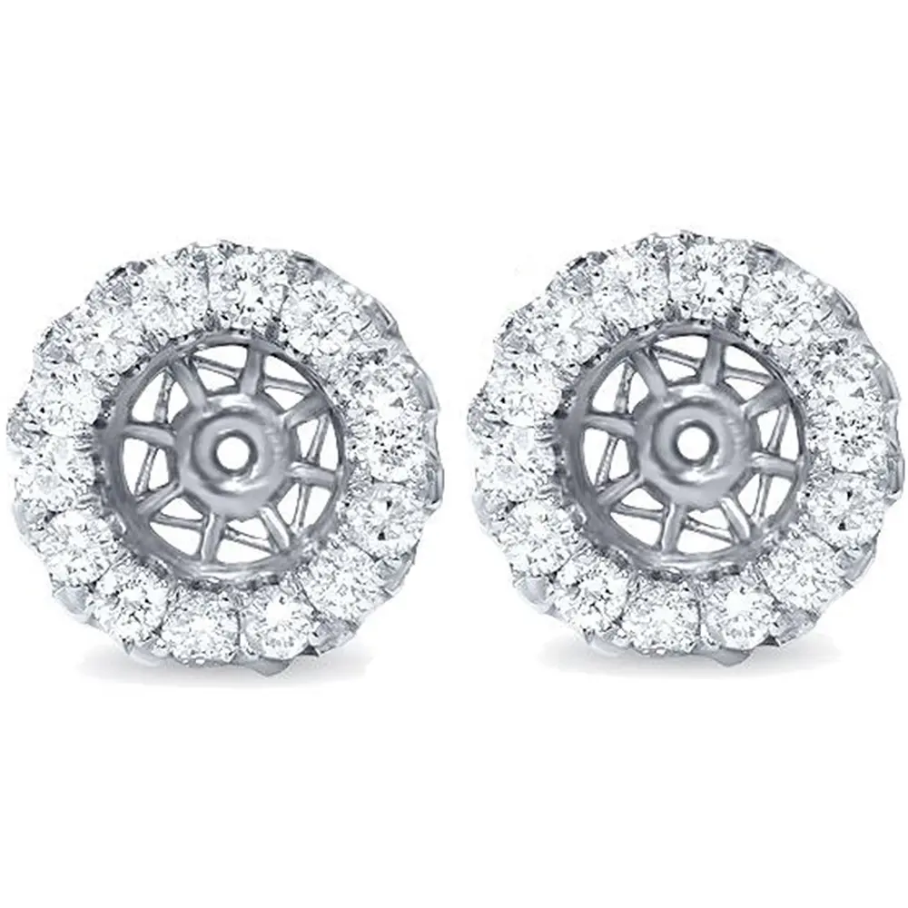 5/8ct Halo Diamond Earring Jackets 14K White Gold (5.5-7mm)