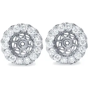 5/8ct Halo Diamond Earring Jackets 14K White Gold (5.5-7mm)