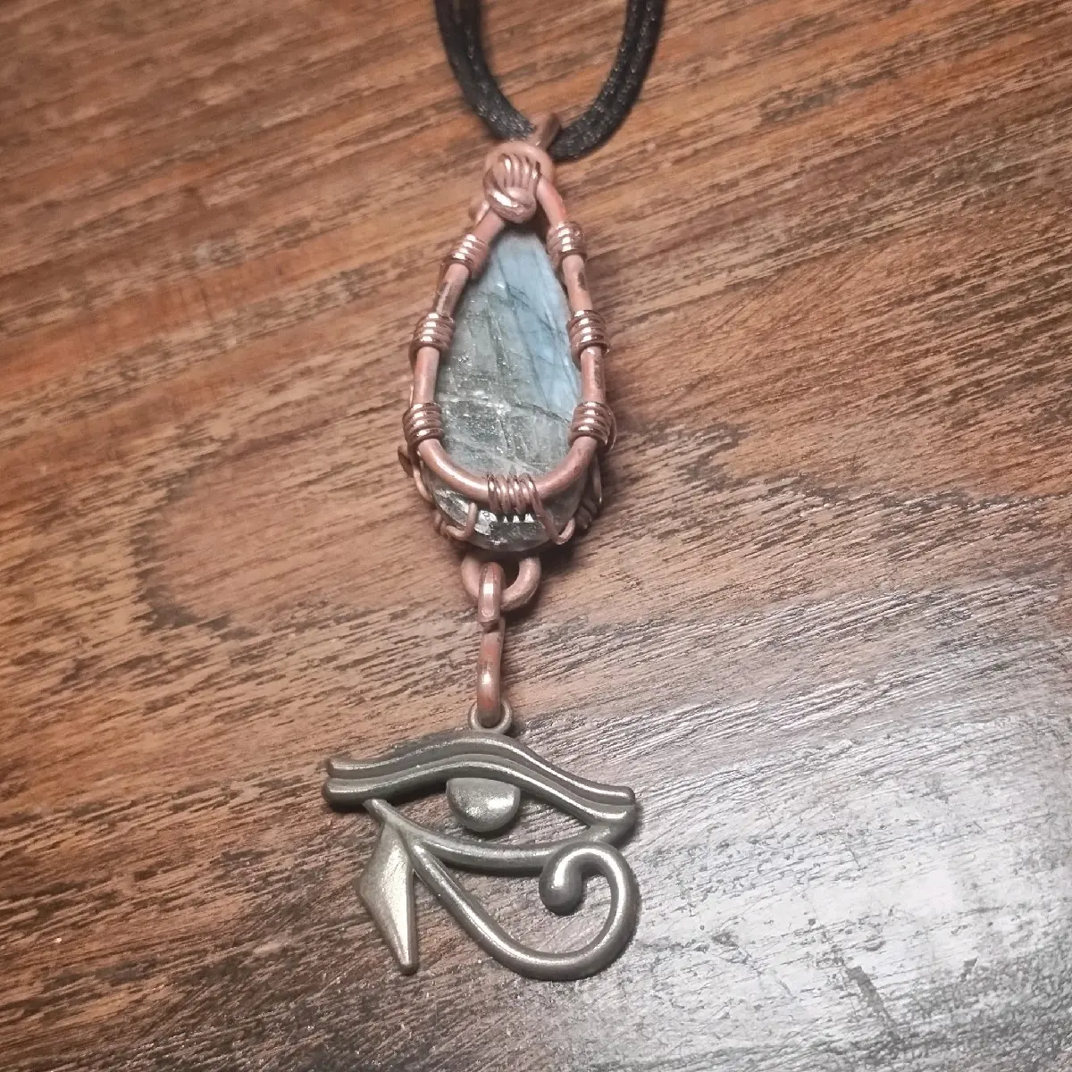Labradorite Eye of Horus Necklace - Handmade Egyptian Jewelry