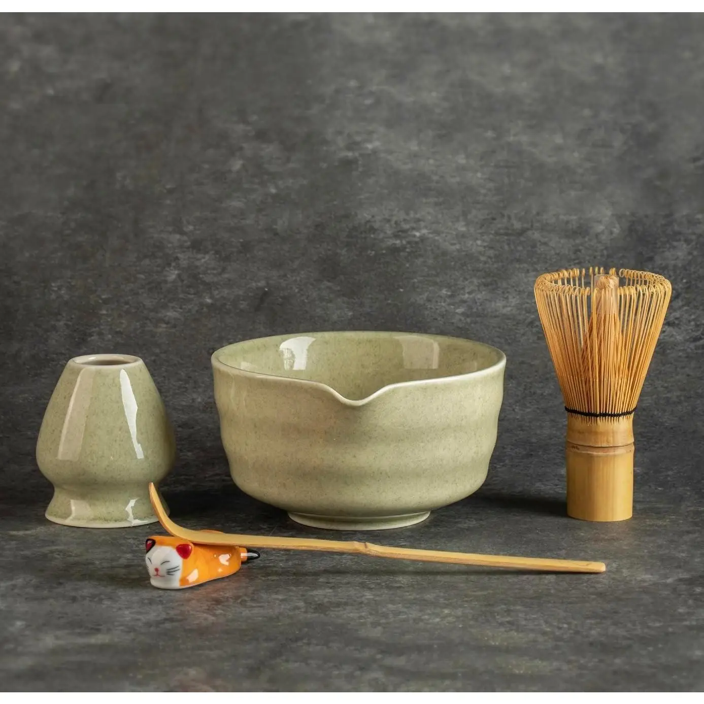 Matcha Whisk Set,Matcha Set includes Match Bowl with Spout and Whisk, Matcha Whisk Stand, Matcha Scoop,5 Pcs Complete Ceramic Matcha Kit