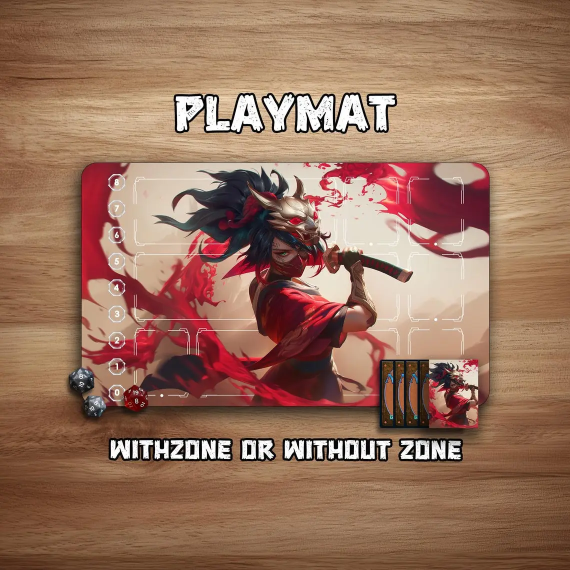 Riftbound Playmat | Akali Blood Moon | 24"x 14"| Withzone| LOL TCG Game Mat