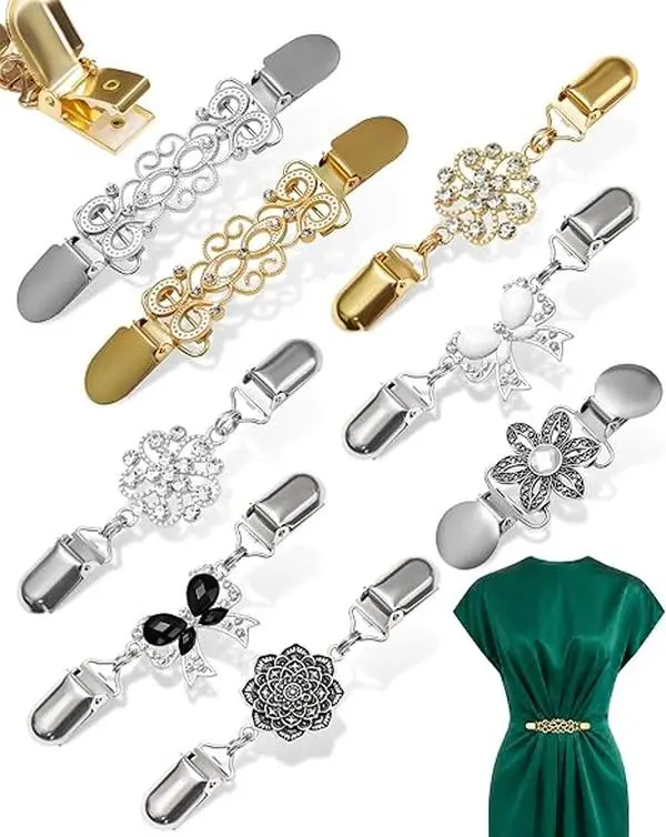 8Pcs Cinch Clip for Retro Sweater Clip,Dress Clip Back Cinch Shawl Cardigan Collar Pant Waist Tightener Clothes Clips to Tighten Dress for Women - Home Improvement.