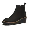 【Black Friday】Athlefit Women's Chelsea Wedge Ankle Booties - 2-Inch Elastic Platform Lug Sole, Slip-On, Casual, Comfortable Heels, Heel Loop for Assisted Entry, PU Winter Footwear,black friday deals 2026,  cyber monday deals, black friday under $50