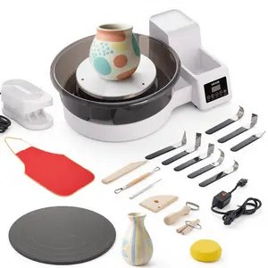 【DealsForYouDays】VEVOR Pottery Wheel for Adults, 14" and 11" Turntables, 450W Electric Table Top Pottery Wheel with Foot Pedal, 30-300 RPM Adjustable Speed, Detachable Basin, for Beginners, DIY Clay Art Craft, White Ceramics