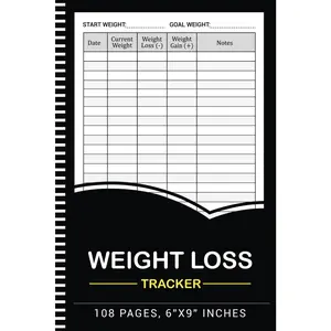 Weight Loss Tracker: Daily weight loss log book to record and monitor your body weight loss and gain - 108 Pages 6"x9" Inche