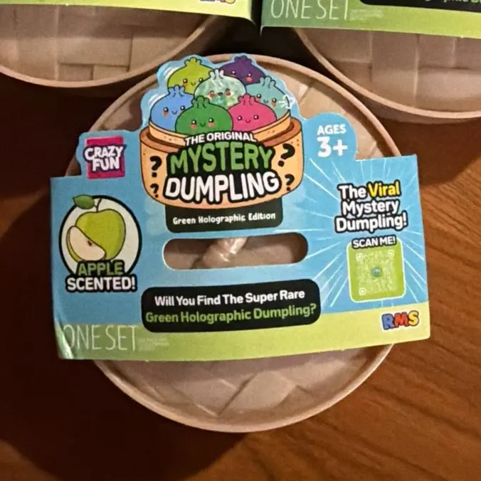 AUTHENTIC RMS Crazy Fun Green Holographic Apple-Scented Mystery Squishy Dumpling Toy, Collectible Figurines & Miniatures, Holiday Gift for Collectibles Enthusiasts