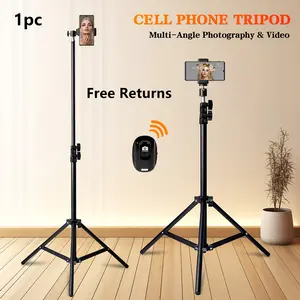 63 Inch Extendable Photography Tripod, Portable Tripod with 1/4 Screw, 1.6M Detachable Phone Tripod for Cell Phone Photography, Video Recording, Live Streaming aluminum travel tripod#Summer Wins#Fathersdaygift