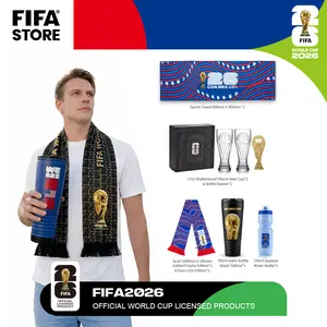【FIFA WORLD CUP 2026 】Officially Licensed Merchandise,Game Day Essentials Set – Beer Mugs, Scarf, Squeeze Bottle & Whistle Cup | Perfect Gift for Fans
