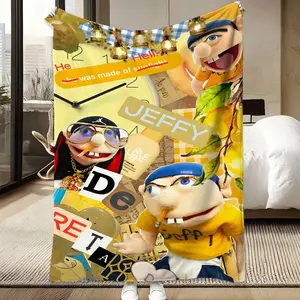 Jeffy SML Collage Blanket, Soft Flannel Throw, Funny Jeffy Puppet Print, Cozy Warm Lightweight Blanket for Sofa Bed Couch, All Seasons Use, Meme Room Decor, Perfect Gift for Jeffy Fans, Funny Bedding for Kids Teens Adults, Great for Camping Travel